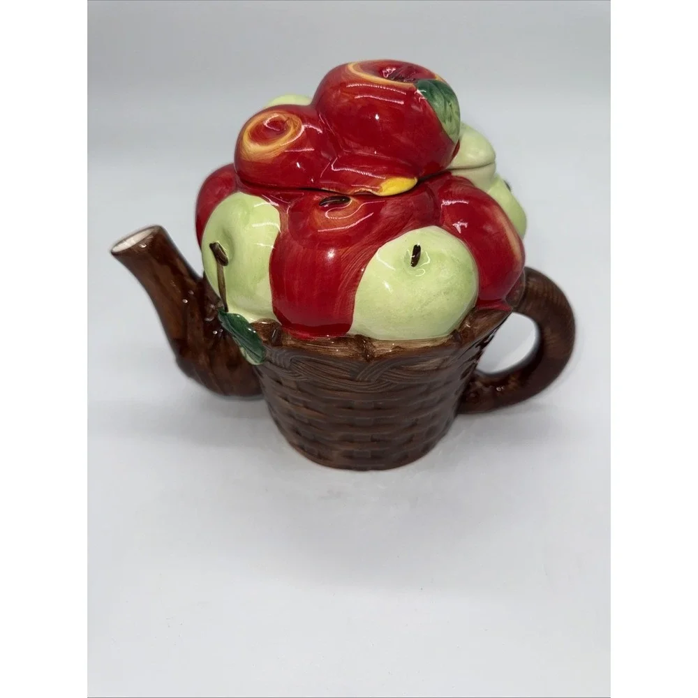 Decorative Apples In A Basket Teapot, 7